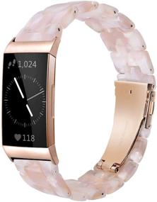 img 4 attached to 🌸 Стильные полосы из смолы Wongeto - совместимы с Fitbit, розовая золотая пряжка, розовый цвет - для Charge 3/4/3 SE - запасной запястье аксессуар браслет ремешки для женщин и мужчин.