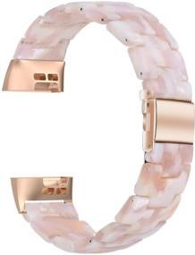 img 1 attached to 🌸 Стильные полосы из смолы Wongeto - совместимы с Fitbit, розовая золотая пряжка, розовый цвет - для Charge 3/4/3 SE - запасной запястье аксессуар браслет ремешки для женщин и мужчин.