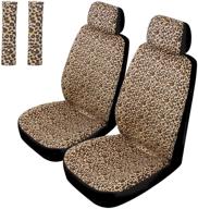 🐆 copap leopard front seat covers: cheetah pattern seat covers for women with animal print, 2 seat belt pads & 2 headrest covers - universal fit for car truck suv & van logo