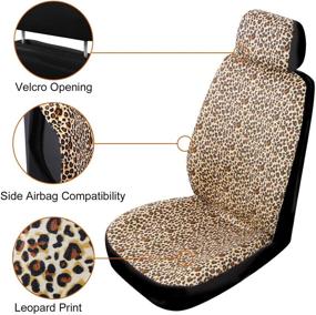 img 2 attached to 🐆 Copap Leopard Front Seat Covers: Cheetah Pattern Seat Covers for Women with Animal Print, 2 Seat Belt Pads & 2 Headrest Covers - Universal Fit for Car Truck SUV & Van