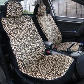 img 3 attached to 🐆 Copap Leopard Front Seat Covers: Cheetah Pattern Seat Covers for Women with Animal Print, 2 Seat Belt Pads & 2 Headrest Covers - Universal Fit for Car Truck SUV & Van