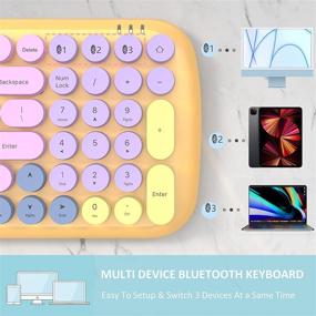 img 2 attached to 🌈 UBOTIE Colorful Bluetooth 100Keys Keyboards: Wireless Compact Rainbow Gradual Colors Retro Typewriter Keyboard for Tablet, Cellphones, PC - Orange-Colorful