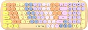 img 4 attached to 🌈 UBOTIE Colorful Bluetooth 100Keys Keyboards: Wireless Compact Rainbow Gradual Colors Retro Typewriter Keyboard for Tablet, Cellphones, PC - Orange-Colorful