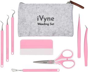img 3 attached to iVyne Berry Essentials Silicone Vinyl Weeding Tool Kit - 8pcs, Soft Grip Tools for 🎨 Silhouette Cameos, Cricut, and Paper Craft - Includes Weeder, Tweezers, Picker/Hook, Scissor, and Scraper Set (Pink)