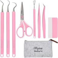 ivyne berry essentials silicone vinyl weeding tool kit - 8pcs, soft grip tools for 🎨 silhouette cameos, cricut, and paper craft - includes weeder, tweezers, picker/hook, scissor, and scraper set (pink) logo