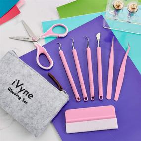 img 2 attached to iVyne Berry Essentials Silicone Vinyl Weeding Tool Kit - 8pcs, Soft Grip Tools for 🎨 Silhouette Cameos, Cricut, and Paper Craft - Includes Weeder, Tweezers, Picker/Hook, Scissor, and Scraper Set (Pink)