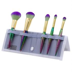 img 4 attached to 💄 MODA Travel Size Mythical Sweet Siren 6pc Makeup Brush Set with Pouch - Powder, Complexion, Highlight and Glow, Cease, and Eye Shader Brushes, Multi-Color