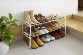 img 3 attached to 👞 Yamazaki Home Adjustable Shoe Rack - White Space-Saving Storage Solution, One Size