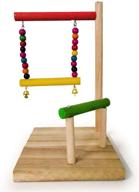 🦜 hamiledyi bird stand tabletop: natural wooden platform with training playground, hanging swing toys for parrots, canaries, parakeets, cockatiels, lovebirds logo