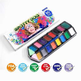 img 1 attached to 🎨 Safe and Non-Toxic Kids Face Painting Kit - Complete with Brushes, Stencils, Tattoo Stickers - 16 Classic Colors