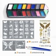 🎨 safe and non-toxic kids face painting kit - complete with brushes, stencils, tattoo stickers - 16 classic colors logo