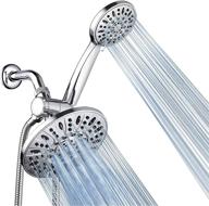 wovier multi-function ultra-luxury 3-way 2 in 1 shower head: adjustable pressure with 5 spray settings, handheld shower combo with extra long stretchable stainless steel hose and shower handle holder in chrome logo