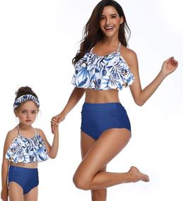 img 3 attached to 👙 Adorable Girls Kids Swimsuit: Ruffled Falbala Two-Piece Bikini Set for Stylish Swimwear