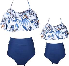 img 4 attached to 👙 Adorable Girls Kids Swimsuit: Ruffled Falbala Two-Piece Bikini Set for Stylish Swimwear