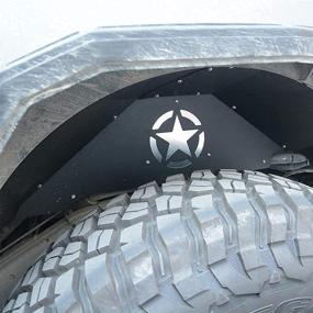 img 2 attached to Легкие алюминиевые внутренние крылооблицовки AL4X4 для Jeep Wrangler JK JKU 2007-2017 - черный, дизайн с логотипом пяти звезд.