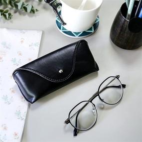 img 3 attached to 👓 Stylish Horizontal Eyeglass with Portable Leather Case