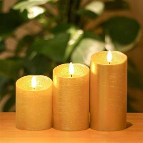 img 3 attached to 🕯️ Gold LED Flameless Flickering Candles with Timer & Remote Control - Set of 3, Battery Operated Candles for Christmas Home Decoration