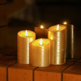 img 2 attached to 🕯️ Gold LED Flameless Flickering Candles with Timer & Remote Control - Set of 3, Battery Operated Candles for Christmas Home Decoration