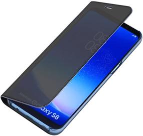 img 3 attached to AICase Galaxy S8 Case: Translucent View Window Mirror Flip Cover with Sleep/Wake Up Function and Full Body Protection (Black)