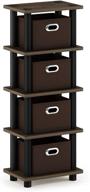 🗄️ furinno turn-n-tube 4-bins organizer rack in columbia walnut/black/dark brown логотип