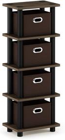 img 4 attached to 🗄️ FURINNO Turn-N-Tube 4-Bins Organizer Rack in Columbia Walnut/Black/Dark Brown