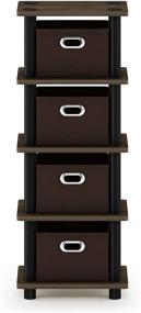 img 2 attached to 🗄️ FURINNO Turn-N-Tube 4-Bins Organizer Rack in Columbia Walnut/Black/Dark Brown