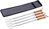 🔥 begatter roasting sticks: telescoping smores & hot dog forks for campfire, fire pit – heavy duty chrome plated steel, 4pcs with portable bag logo