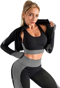 img 1 attached to 👩 OLCHEE Women's Workout Set - High Waist Leggings and Crop Top