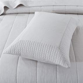 img 1 attached to 🛏️ Soul & Lane Cozy Escape Quilted Bedding Set with 2 Shams - Queen, Modern Neutral Solid Bedspread made of Cotton