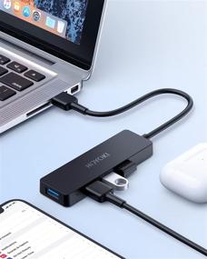 img 1 attached to 🔌 Hoyoki 4 Port USB 3.0 Hub - Ultra Slim USB Splitter 5Gbps for Laptop, PC, MacBook, Dell, Surface Pro, XPS, Notebook PC, USB Flash Drives, Mobile HDD, Printer, Camera and More