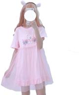 👗 summer dresses for teen girls: japanese style rabbit print mini t-shirt dress in lovely cotton fabric logo