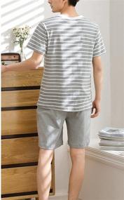 img 2 attached to 👕 Stylish Boys Striped Cotton Pajama Set - Loose Fit Pants, Shorts & Top Sleepwear for Ages 8-17