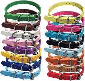 img 3 attached to TenCloud Pet Collar Set: 12 or 16 Adjustable ID Collars in Leather for Puppy & Breed Dogs