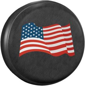 img 4 attached to 🚗 Universal Fit Spare Tire Cover for Jeep, Trailer, RV, SUV, Truck and More Vehicles | 26&#34; - 27&#34; Wheel Diameter | Weatherproof Tire Protectors with National Flag Design