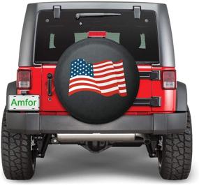 img 2 attached to 🚗 Universal Fit Spare Tire Cover for Jeep, Trailer, RV, SUV, Truck and More Vehicles | 26&#34; - 27&#34; Wheel Diameter | Weatherproof Tire Protectors with National Flag Design