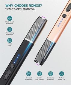 img 3 attached to RONXS Electric Lighter: Safe Lock, Windproof Flameless Arc, Rechargeable & Battery Indicator - Black & Champagne 2pcs