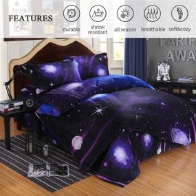 img 3 attached to 🌌 Ammybeddings 4 шт. Полный размер 3D очаровательный галактический набор постельного белья с печатью - тема космоса - мягкий и стильный - декор для детской комнаты - (без одеяла, без пододеяльника)