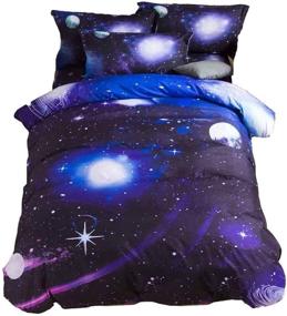 img 4 attached to 🌌 Ammybeddings 4 шт. Полный размер 3D очаровательный галактический набор постельного белья с печатью - тема космоса - мягкий и стильный - декор для детской комнаты - (без одеяла, без пододеяльника)