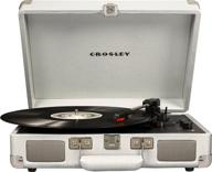 crosley cr8005d-ws cruiser deluxe vintage turntable with 3-speed bluetooth & sleek white sand suitcase design logo
