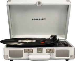 img 4 attached to Crosley CR8005D-WS Cruiser Deluxe Vintage Turntable with 3-Speed Bluetooth & Sleek White Sand Suitcase Design
