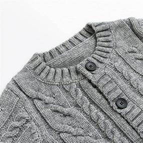 img 2 attached to Stylish Curipeer Cable Knit Cardigan Sweaters: Button-Up Solid Coat for Boys and Girls, Ideal for Fall and Winter (Ages 3-11 Years)