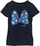 🎀 adorable disney minnie stars bow girl's solid crew tee - perfect for little disney fans! logo