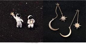 img 2 attached to 🌟 Quirky Aesthetic Earrings: Adorable & Trendy Face, Star, Moon, and Dangle Earrings for Women & Girls