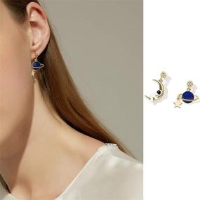 img 1 attached to 🌟 Quirky Aesthetic Earrings: Adorable & Trendy Face, Star, Moon, and Dangle Earrings for Women & Girls