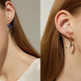 img 3 attached to 🌟 Quirky Aesthetic Earrings: Adorable & Trendy Face, Star, Moon, and Dangle Earrings for Women & Girls