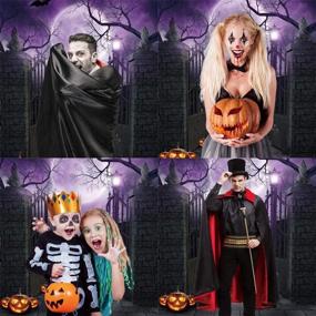 img 3 attached to 🎃 Funnytree 5x7FT Durable Fabric Halloween Cemetery Gate Photography Backdrop with Purple Full Moon, Bat, and Pumpkin Background Cloth - Ideal for Photo Booths