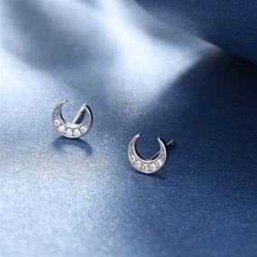 img 2 attached to 🌙 Charming Tiny Moon Star Earrings: 925 Sterling Silver Studs for Women & Girls