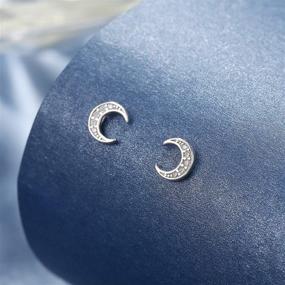 img 3 attached to 🌙 Charming Tiny Moon Star Earrings: 925 Sterling Silver Studs for Women & Girls