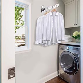 img 3 attached to 🧺 Stainless Steel Wall Mount Laundry Hanger Rack | Clothes Hooks with Swing Arm | Laundry Room Clothes Organizer | Folding Hanger Dryer Rack | Set of 2