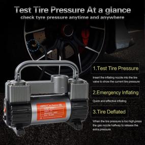 img 1 attached to 🚗 GSPSCN Titanium Double Cylinder Tire Inflator: Powerful 12V Air Compressor for Car, Truck, SUV Tires, Dinghy, Air Bed & More - Portable & Heavy Duty, Inflate up to 150PSI!